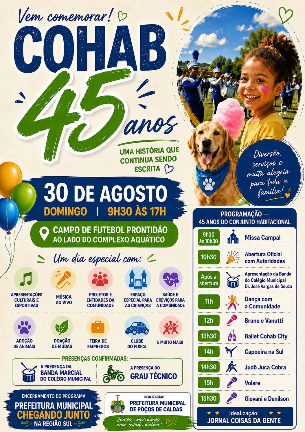 COHAB comemora 45 anos com programação especial neste domingo em Poços de Caldas